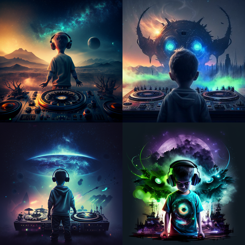 Little DJ alien world -set of 4